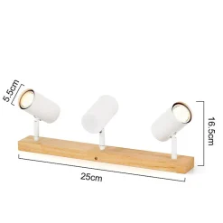 ZMH Plafonnier Bois Spot De Plafond 3 Flammes Vintage Gu10 Spot Blanc Orientable 350