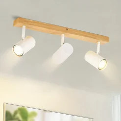 ZMH Plafonnier Bois Spot De Plafond 3 Flammes Vintage Gu10 Spot Blanc Orientable 350