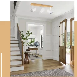 ZMH Plafonnier Bois Spot De Plafond 3 Flammes Vintage Gu10 Spot Blanc Orientable 350