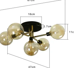 ZMH Plafonnier Globes En Verre Lampes De Salon