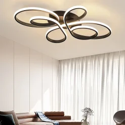 ZMH Plafonnier LED à Intensité Variable 100cm 90w Moderne plafonnier Noir Avec Télécommande pour Salle à Manger