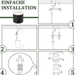 ZMH Plafonnier LED 1 Noir Rond 3000k 5w Gx53 Plafonnier Acrylique Luminaires De Salon