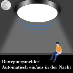 ZMH Plafonnier LED Avec Détecteur De Mouvement Plafonnier D'intérieur I 15w Lumière De Couloir 4000k