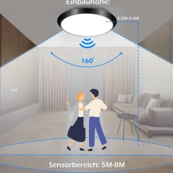 ZMH Plafonnier LED Avec Détecteur De Mouvement Plafonnier D'intérieur I 15w Lumière De Couloir 4000k