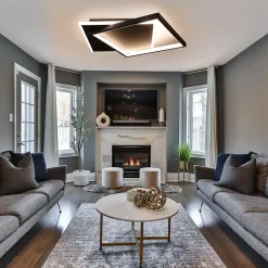 ZMH Plafonnier LED Chambre Noir Intensité Variable 42w Moderne