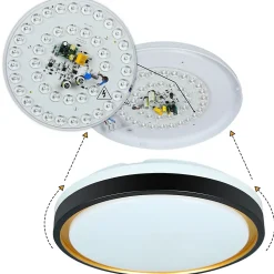 ZMH Plafonnier LED 30cm Dimmable Avec Télécommande 18w Noir Or Moderne