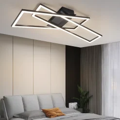 ZMH Plafonnier LED De Salon - Design Moderne à Intensité Variable 36 W - Noir