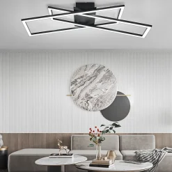 ZMH Plafonnier LED De Salon - Design Moderne à Intensité Variable 36 W - Noir