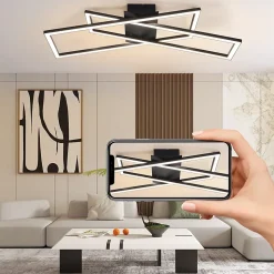 ZMH Plafonnier LED De Salon - Design Moderne à Intensité Variable 36 W - Noir