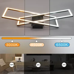 ZMH Plafonnier LED De Salon - Design Moderne à Intensité Variable 36 W - Noir