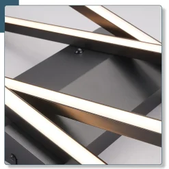 ZMH Plafonnier LED De Salon - Design Moderne à Intensité Variable 36 W - Noir