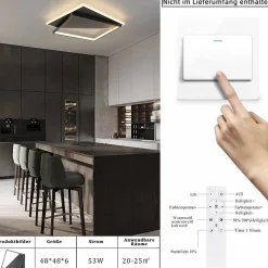 ZMH Plafonnier LED Design Moderne avec Télécommande et Motifs Carrés