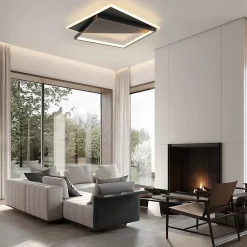 ZMH Plafonnier LED Design Moderne avec Télécommande et Motifs Carrés
