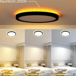 ZMH Plafonnier LED Design Noir 18W Variable pour Salon et Cuisine