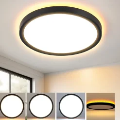 ZMH Plafonnier LED Design Noir 18W Variable pour Salon et Cuisine