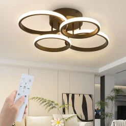 ZMH Plafonnier LED Design Moderne Noir 48w 55cm Dimmable Avec Télécommande Chambre Ou Cuisine.