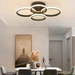 ZMH Plafonnier LED Design Moderne Noir 48w 55cm Dimmable Avec Télécommande Chambre Ou Cuisine.