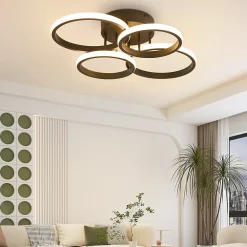 ZMH Plafonnier LED Design Moderne Noir 48w 55cm Dimmable Avec Télécommande Chambre Ou Cuisine.