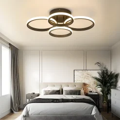 ZMH Plafonnier LED Design Moderne Noir 48w 55cm Dimmable Avec Télécommande Chambre Ou Cuisine.
