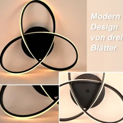 ZMH Plafonnier LED Design Géométrique Noir Dimmable 40CM avec Télécommande