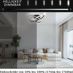 ZMH Plafonnier LED Design Géométrique Noir Dimmable 40CM avec Télécommande