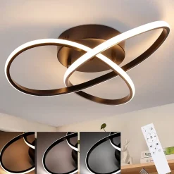 ZMH Plafonnier LED Design Géométrique Noir Dimmable 40CM avec Télécommande