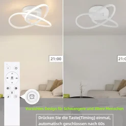 ZMH Plafonnier LED Design Géométrique Dimmable 40CM en Blanc