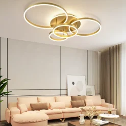 ZMH Plafonnier LED Dimmable 90w 98cm Avec Télécommande - Éclairage Vintage Doré Pour Chambre