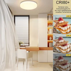 ZMH Plafonnier LED Dimmable RGB Ronde avec Télécommande pour Chambre à Coucher