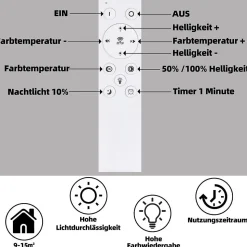 ZMH Plafonnier LED Intensité Variable Noir Avec Télécommande 41.5 Cm Moderne