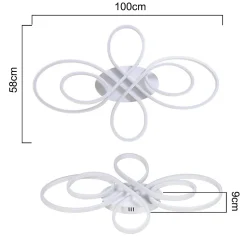 ZMH Plafonnier LED Intensité Variable 90w plafonnier Moderne Plafonnier salon 100cm Blanc Design Avec Télécommande