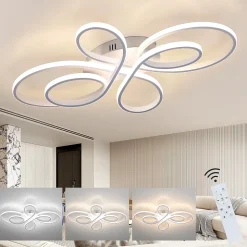 ZMH Plafonnier LED Intensité Variable 90w plafonnier Moderne Plafonnier salon 100cm Blanc Design Avec Télécommande