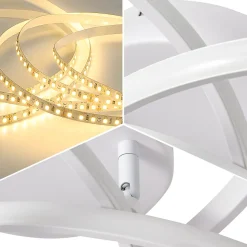 ZMH Plafonnier LED Moderne 28w 3000k Blanc Chaud, Design Fleur à 4 Pétales, Blanc Métallisé 32cm