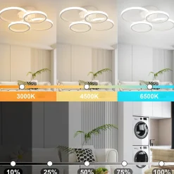 ZMH Plafonnier LED Moderne Blanc 48w 55cm Dimmable Avec Télécommande Pour Salon Chambre