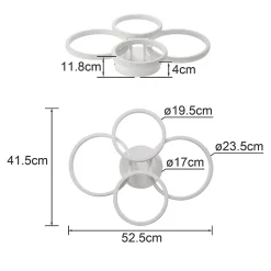 ZMH Plafonnier LED Moderne Blanc 48w 55cm Dimmable Avec Télécommande Pour Salon Chambre