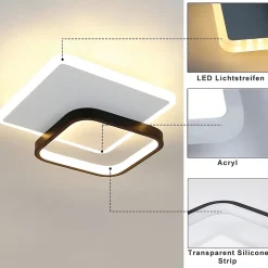 ZMH Plafonnier LED Moderne Noir Blanc Design Acrylique Lampe De Salon