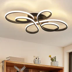 ZMH Plafonnier LED Moderne Plafonnier Noir 40cm 30w 3000k blanc Chaud plafonnier salon