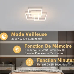 ZMH Plafonnier LED Moderne Blanc 3000-6500K pour Salon, Cuisine et Bureau