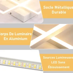 ZMH Plafonnier LED Moderne Blanc 3000-6500K pour Salon, Cuisine et Bureau