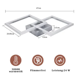 ZMH Plafonnier LED Moderne Argenté 24W avec Design Rotatif pour Chambre à Coucher