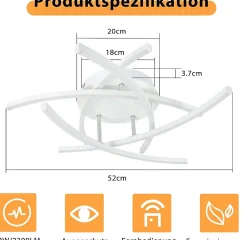 ZMH Plafonnier LED Moderne Blanc 32W pour Salon et Bureau - Éclairage Économique et Élégant