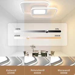 ZMH Plafonnier LED Moderne Dimmable avec Télécommande 48W pour Salon et Couloir