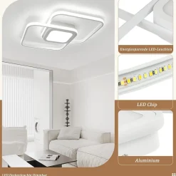 ZMH Plafonnier LED Moderne Dimmable avec Télécommande 48W pour Salon et Couloir