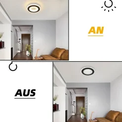 ZMH Plafonnier LED Moderne Noir et Blanc 24cm pour Salon, Couloir et Plus