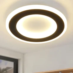 ZMH Plafonnier LED Moderne Noir et Blanc 24cm pour Salon, Couloir et Plus