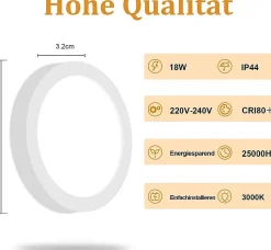 ZMH Plafonnier LED Moderne 23CM IP44 pour Chambre et Salon