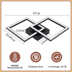 ZMH Plafonnier LED Moderne 2 Flammes 24w Pour Chambre Et Couloir