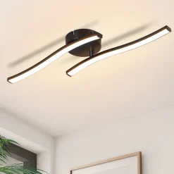 ZMH Plafonnier LED Moderne Noir Vagues 3000K pour Salon et Cuisine