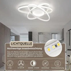 ZMH Plafonnier LED Moderne Whonzimmer avec Télécommande - Éclairage Design 3000K