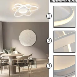 ZMH Plafonnier LED Moderne Whonzimmer avec Télécommande - Éclairage Design 3000K